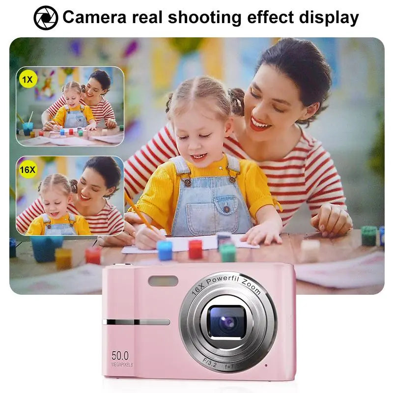 FHD 1080P Digital Camera with SD Card, 16X Digital Zoom Camera, Portable Mini Camera for Teenagers Students Boys Girls, Point and Shoot Camera for Gifts, Tech Gadgets, Gift, Pocket Camera #GLOBAL PICKS