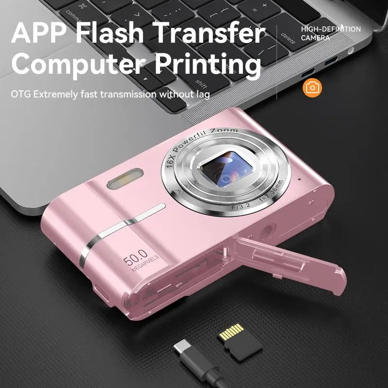 FHD 1080P Digital Camera with SD Card, 16X Digital Zoom Camera, Portable Mini Camera for Teenagers Students Boys Girls, Point and Shoot Camera for Gifts, Tech Gadgets, Gift, Pocket Camera #GLOBAL PICKS